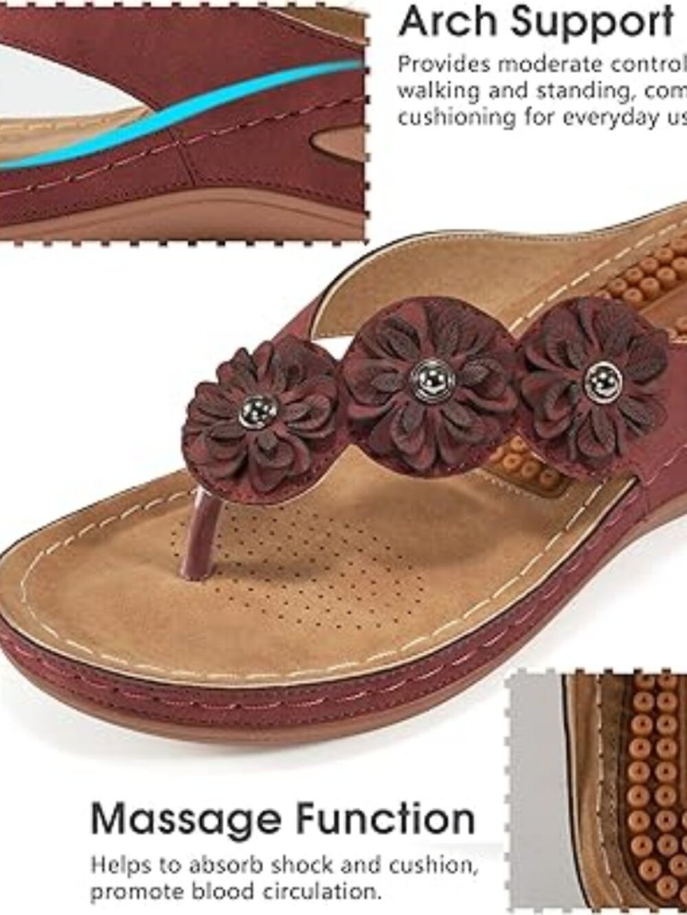 FUDYNMALC Womens Flip Flops Comfortable Orthopedic Platform Sandals